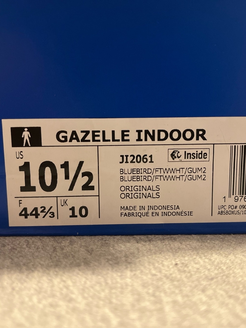 Adidas Originals Gazelle Indoor "Blue Bird" White Gum Men's Shoe Size 10.5 JI206 - Picture 11 of 12